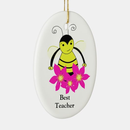 Whimsical Bee Best Teacher Keramik Ornament (Rechts)