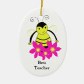 Whimsical Bee Best Teacher Keramik Ornament (Vorne)