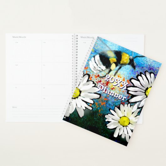 Whimsical Bee Daisies Daisy Blume Blue White Planer (Anzeige)