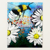 Whimsical Bee Daisies Daisy Blume Blue White Planer (Vorderseite)