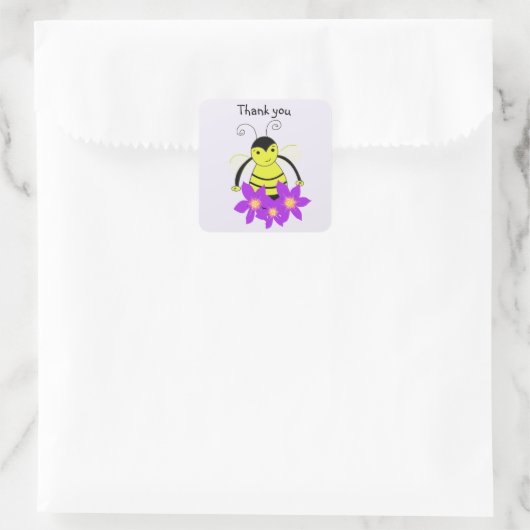 Whimsical Bee Danke Quadratischer Aufkleber (Tasche)
