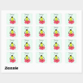 Whimsical Bee Danke Quadratischer Aufkleber (Blatt)
