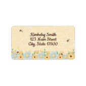 Whimsical Bee Floral Rücksendeadresse Adressaufkleber (Vorne)