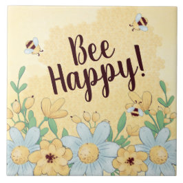 Whimsical Bee Happy Fliese
