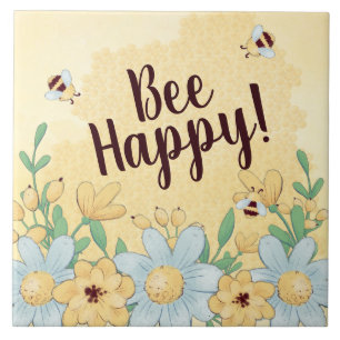 Whimsical Bee Happy Fliese