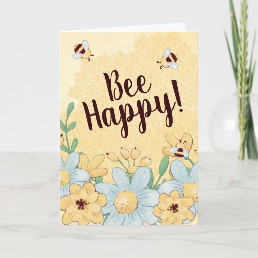 Whimsical Bee Happy Honeycomb Karte (Vorderseite)