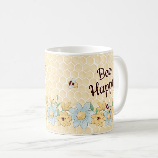 Whimsical Bee Happy Kaffeetasse (VorderseiteRechts)