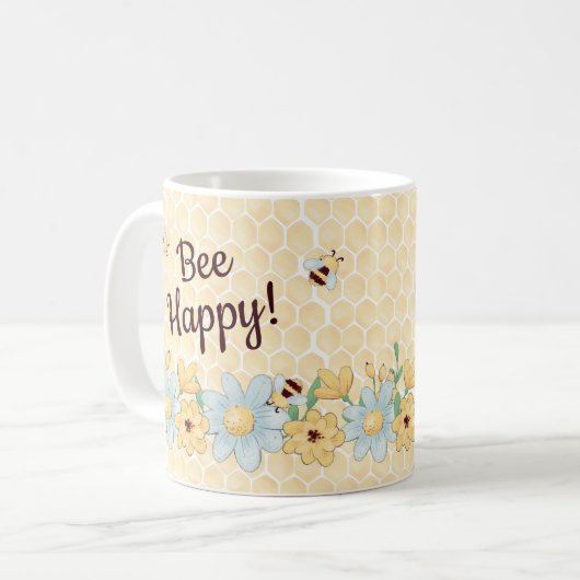 Whimsical Bee Happy Kaffeetasse (Vorderseite Links)