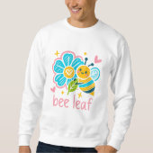 Whimsical 'Bee Leaf' Buntstift-Kunst: Glücklicher Sweatshirt (Vorderseite)