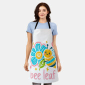 Whimsical 'Bee Leaf' Wachsmalkunst: Gartenliebhabe Schürze (Getragen)