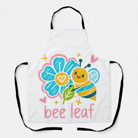 Whimsical 'Bee Leaf' Wachsmalkunst: Gartenliebhabe Schürze (Vorderseite)