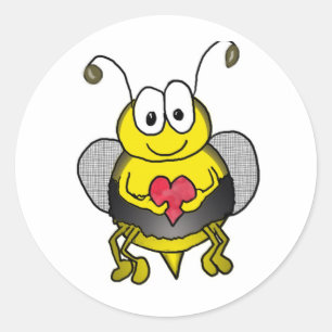 Whimsical Bee Runder Aufkleber