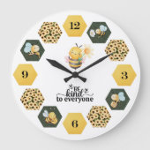 Whimsical Bee Sunflower and Honeycomb Große Wanduhr (Vorderseite)