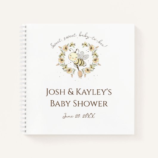 Whimsical Bee Wreath Baby Shower Guest Notizblock (Vorderseite)