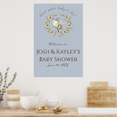 Whimsical Bee Wreath Co-Ed Baby Shower Willkommen Poster (Küche)