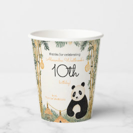 Whimsical Beige Bamboo und Panda Birthday Party Pappbecher