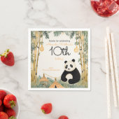 Whimsical Beige Bamboo und Panda Birthday Party Serviette (Beispiel)
