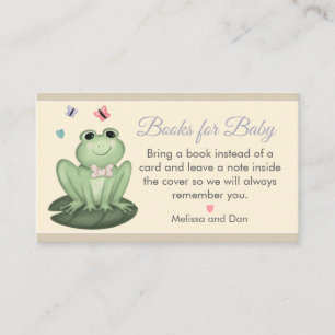 Whimsical beige Frosch-Baby-Shower-Bücher fürs Bab Begleitkarte