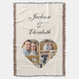 Whimsical Beige Heart Foto Collage Personalisiert Decke