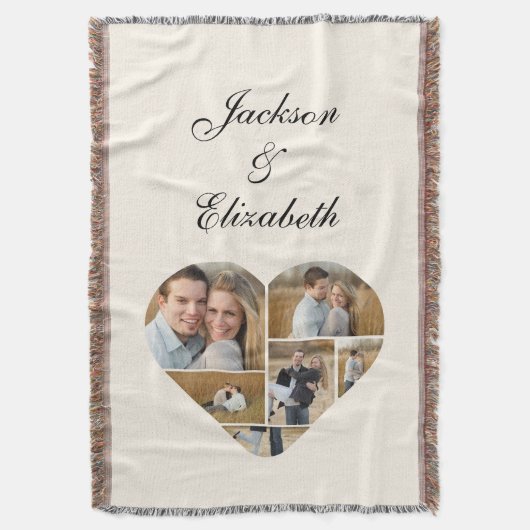 Whimsical Beige Heart Foto Collage Personalisiert Decke (Vorderseite Vertikal)