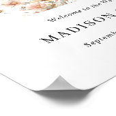 Whimsical Beige Wildblume Wedding Willkommenszeich Poster (Ecke)