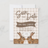 Whimsical Beige Woodland Hare Bunny Save The Date (Vorderseite)