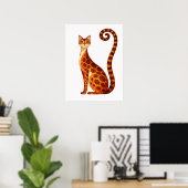 Whimsical Bengal-Katze Aquarell Poster (Heimbüro)