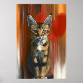 Whimsical Bengalisch Cat Portrait auf Herz-Hinterg Poster (Vorne)