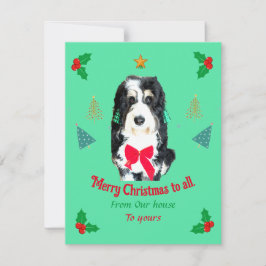 Whimsical Bernedoodal Hund Weihnachtskarte Feiertagskarte