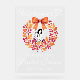 Whimsical Berry Blätter Fall Brautparty Willkommen Acrylschild