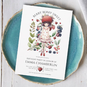 Whimsical Berry Sweet Girl's Birthday Party Einladung