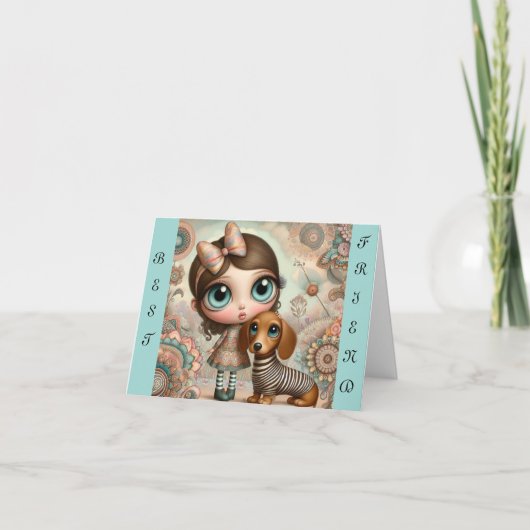 Whimsical Best Friend Dackel Karte (Vorderseite)