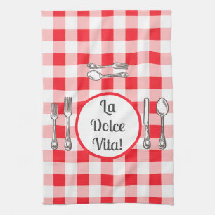 Whimsical Besteck Dolce Vita Rotkariert Geschirrtuch