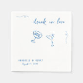 Whimsical Betrunken in Liebe Handwriting Script Ho Serviette (Vorderseite)