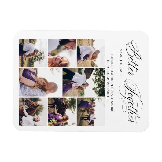 Whimsical Better Together Quote 8 Wedding Fotos Magnet (Horizontal)