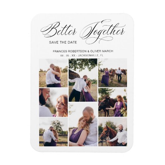 Whimsical Better Together Quote 8 Wedding Fotos Magnet (Vertikal)