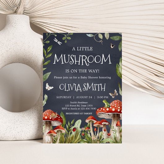 Whimsical bezaubernd Forest Mushroom Baby Dusche Einladung