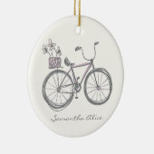 Whimsical Bicycle Illustration Lilac Gray Custom Keramik Ornament (Rechts)