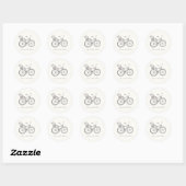 Whimsical Bicycle Illustration Lilac Gray Custom Runder Aufkleber (Blatt)