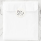 Whimsical Bicycle Illustration Lilac Gray Custom Runder Aufkleber (Tasche)