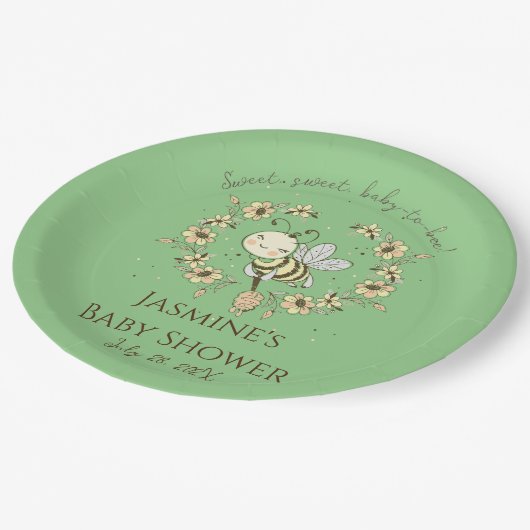 Whimsical Bienenwüstendusche Pappteller (Schrägansicht)