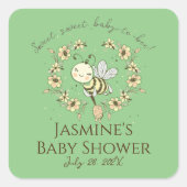 Whimsical Bienenwüstendusche Quadratischer Aufkleber (Vorderseite)