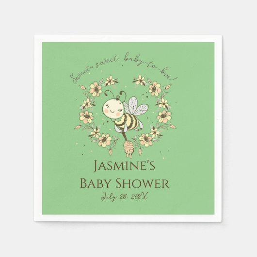 Whimsical Bienenwüstendusche Serviette (Vorderseite)