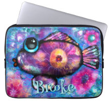 Whimsical Big Eye Fisch Aquamarin rosa Personalisi