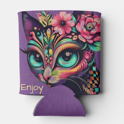 Whimsical Big Eye Retro Diva Kat Kitty Dosenkühler (Rückseite)