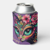 Whimsical Big Eye Retro Diva Kat Kitty Dosenkühler (Kanne Rückseite)