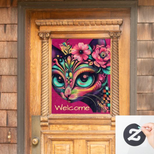 Whimsical Big Eye Retro Diva Kat Kitty Fensteraufkleber (Haustür)