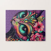 Whimsical Big Eye Retro Diva Kat Kitty Puzzle (Horizontal)