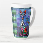 Whimsical Big-Eyed Funky Abstract Kitty Cat Milchtasse (Rechte Ecke)