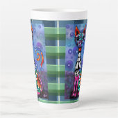 Whimsical Big-Eyed Funky Abstract Kitty Cat Milchtasse (Vorderseite)